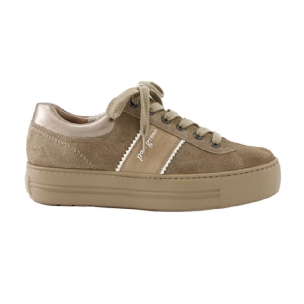 Tan Beige suede leather sneakers. Women’s US sizes Never worn